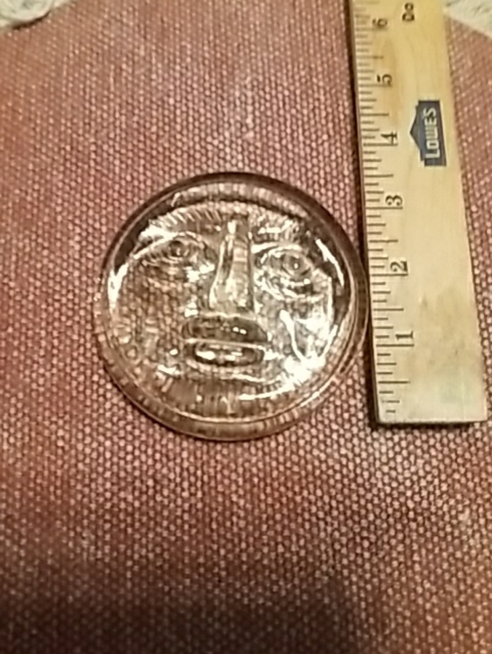 Clear Glass Sun Face Paperweight